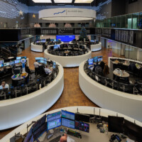 Frankfurt am Main, Börsenparkett und Handelssaal.