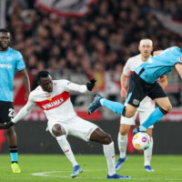 v.l. Silas Katompa Mvumpa, Jonas Hofmann (Leverkusen)
Stuttgart, 10.12.2023, Fussball, Bundesliga, VfB Stuttgart - Bayer 04 Leverkusen