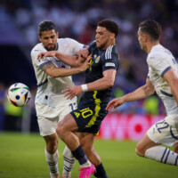 v.l.
Koeln, 19.06.2024, Fussball, UEFA EURO 2024 in Deutschland, Gruppenphase, Schottland - Schweiz