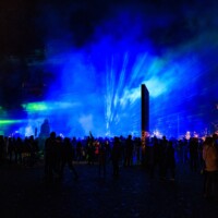 Berlin, 11.10.2024, Berlin Festival of Lights 2024, Lichtkunstinstallation am Marx-Engels-Forum.