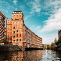 Ehemalige Buntgarnwerke an der Weißen Elster in Leipzig.