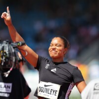 Goldenes Oval 2025 am 01.06.2025 im Heinz-Steyer-Stadion, Dresden. Kugelstoßen Frauen Yemisi Ogunleye (GER)