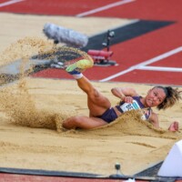 Goldenes Oval 2025 am 01.06.2025 im Heinz-Steyer-Stadion, Dresden. Weitsprung Frauen Angelica Berriot (FRA)